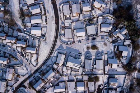 ice roads aerial welsh town